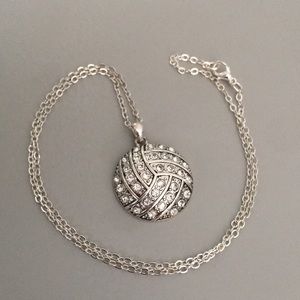 Silver-tone necklace with volleyball charm